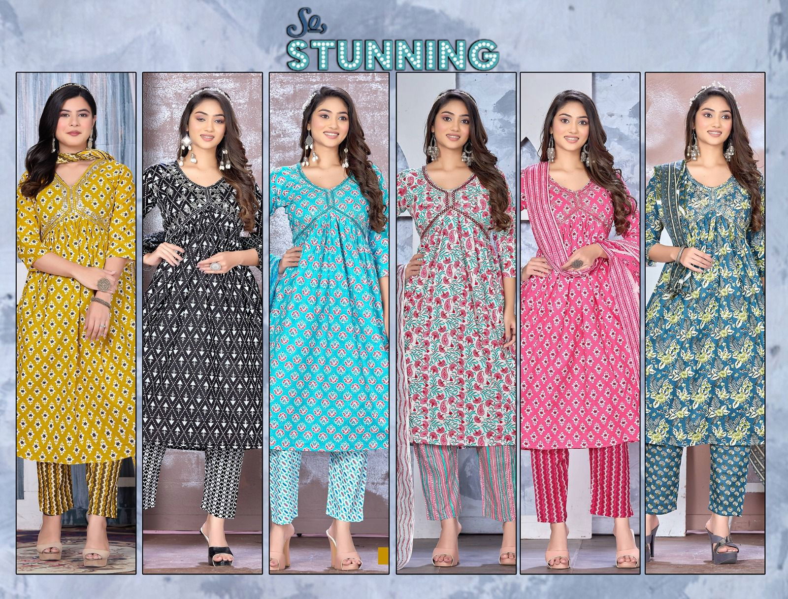 Golden So Stunning Cotton Printed Alia Cut Kurti With Bottom Dupatta Catalog
